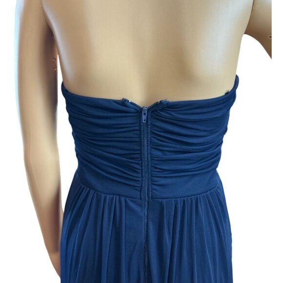 Rhinestone Embellished Floor Length Strapless Formal Gown in Midnight Blue - Picture 8 of 8